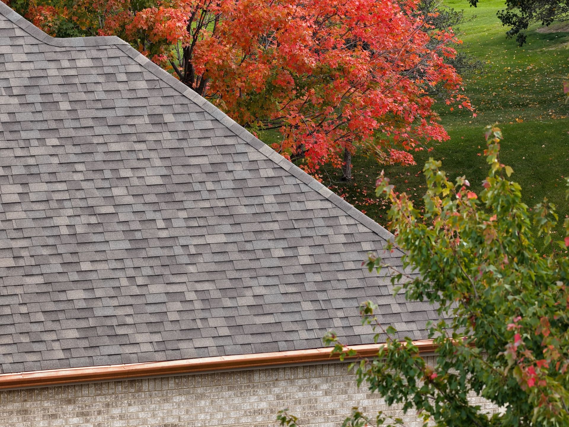 Close up drone shot of class 4 asphalt shingles